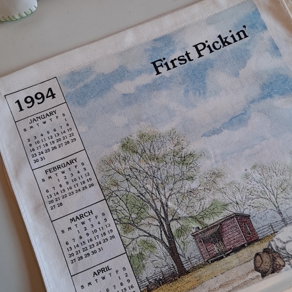 Vintage 1994 Linen Calendar with Cotton Patch